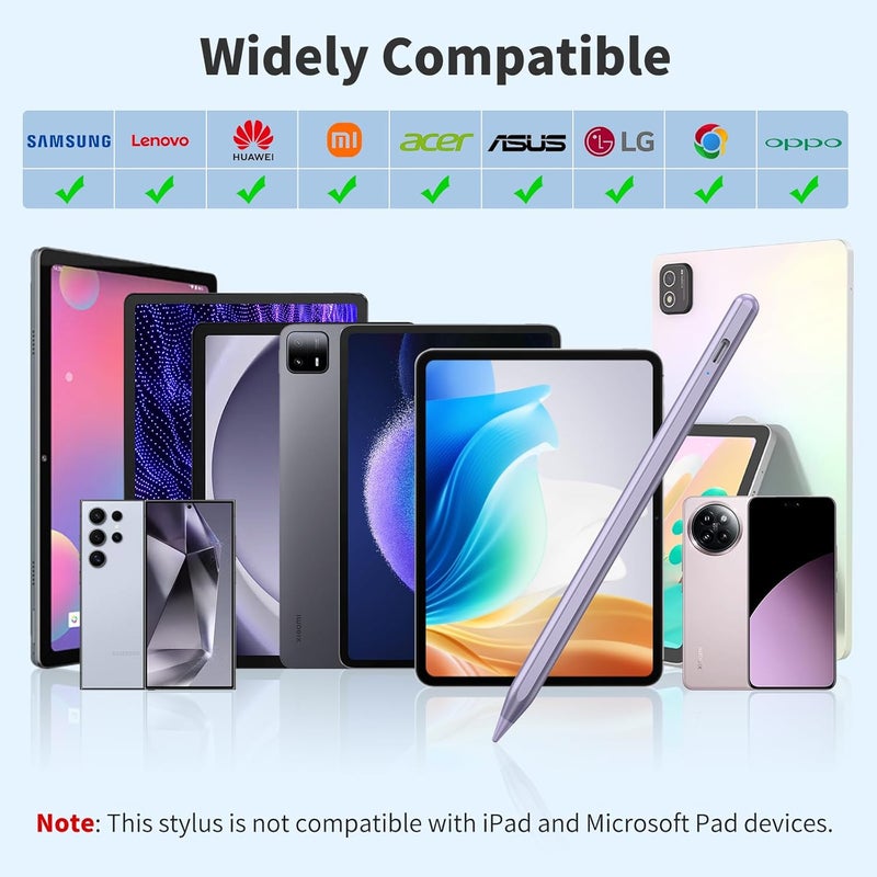 COO Stylus Pen for iOS&Android Touch Screens, Active Pencil for Samsung, Smart Digital Stylus Pens for Lenovo/Huawei/Vivo/Mi and Other Tablets, iPhone/Google Pixel Smart Phones Drawing&Writing (Purple) - Image 4